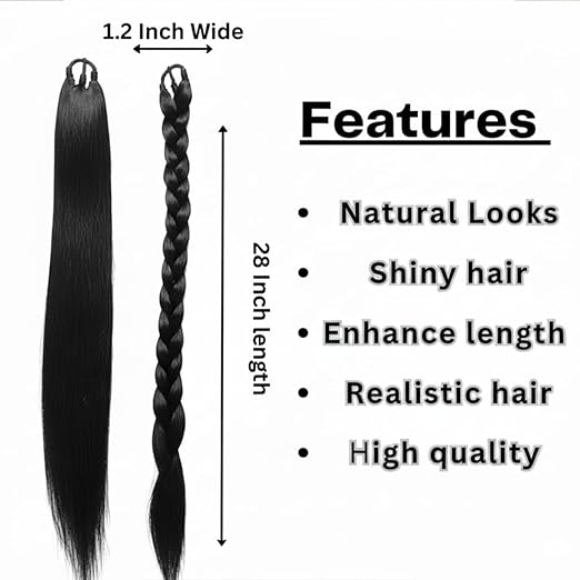 Paranda Choti Synthetic Hair Extension Black 28 Inch for Women | Long Braided Hair Extension for Traditional & Daily Use | Shopvora - Image 3