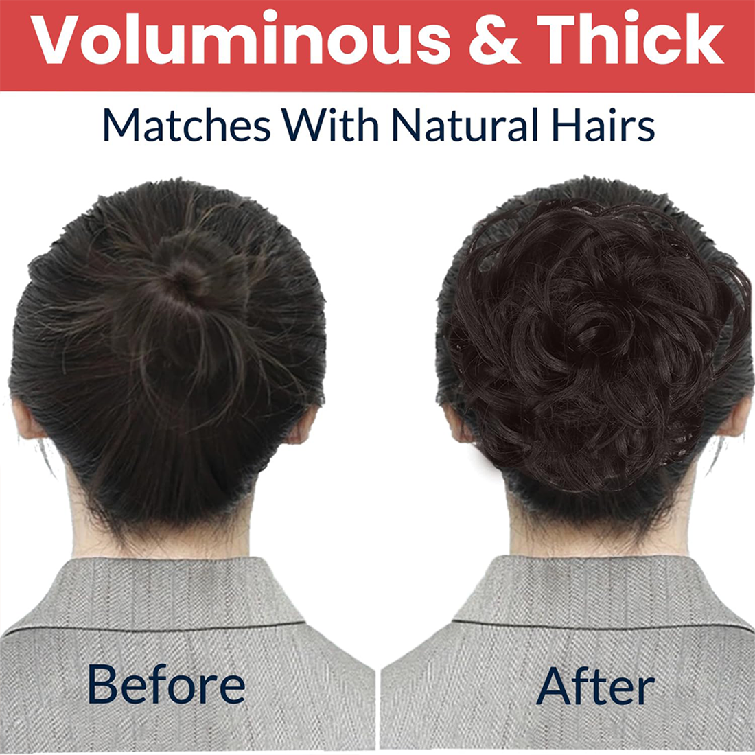 Messy Hair Bun Extension for Women & Girls | Synthetic Scrunchie Bun Hair Piece | Soft & Natural Look | Black | 1 Pc – SHOPVORA - Image 3