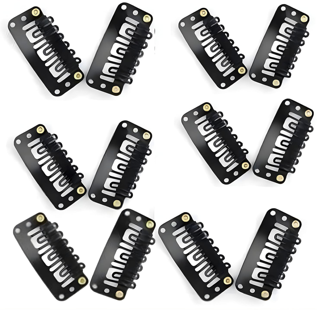 12 Pcs U Shape Metallic Snap Clips for Hair Extensions