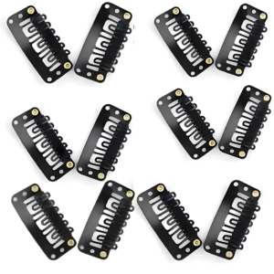 12 Pcs U Shape Metallic Snap Clips for Hair Extensions